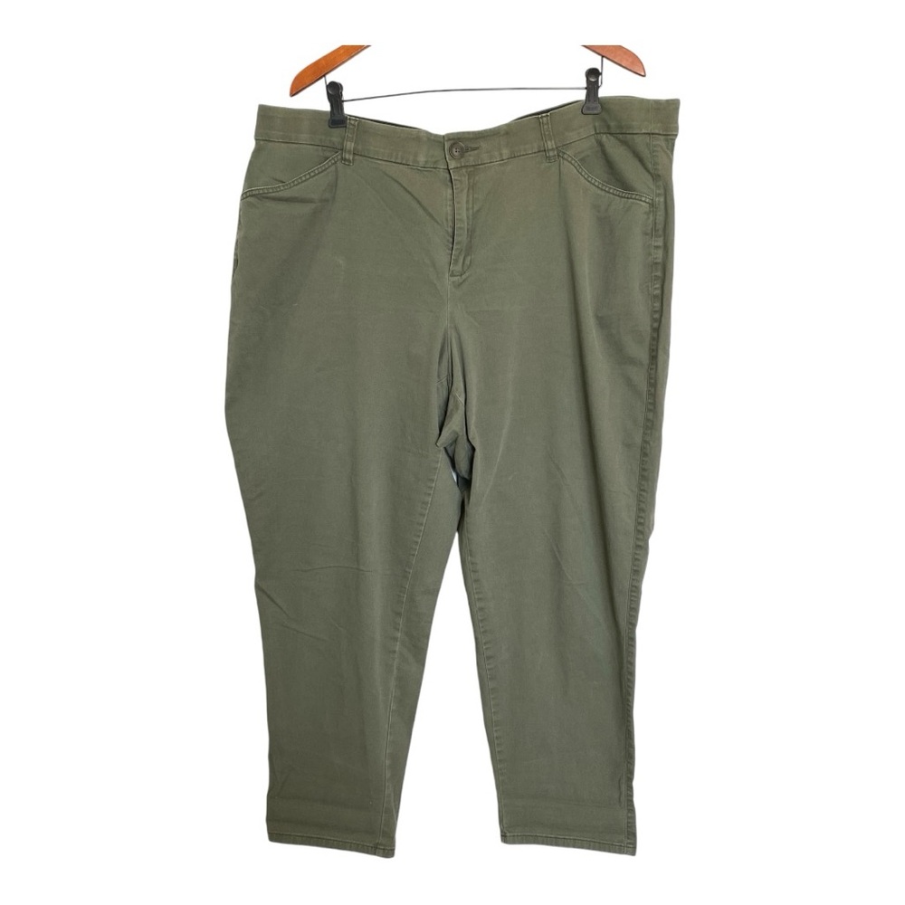 Lane Bryant Pants Women Plus Size 22 Green Straight Leg Cropped Ankle Casual